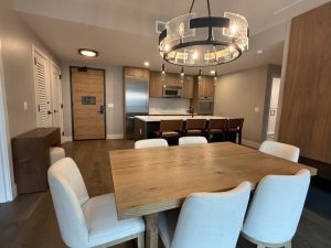 Dining room & kitchen FFE. 2 bed. West Tower. Jan.23.2026