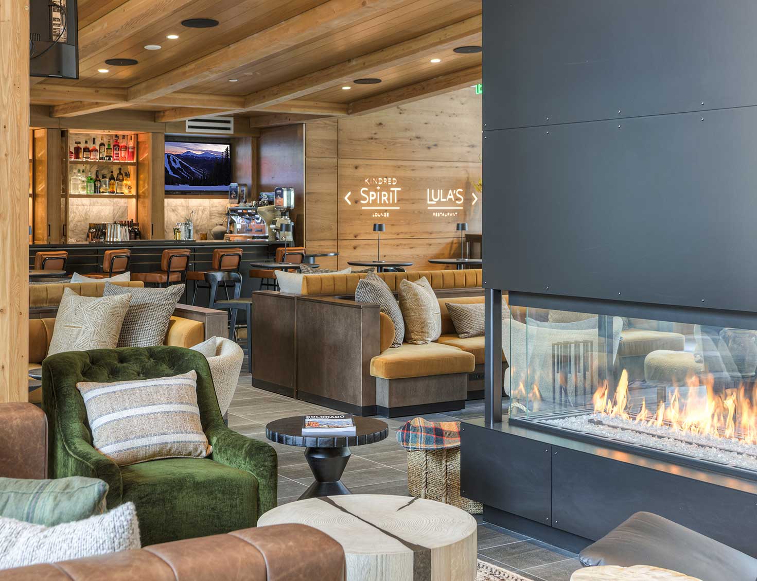 kindred lobby fireplace